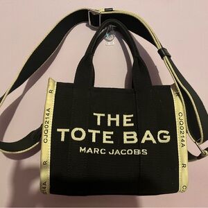 Marc Jacobs Black and Yellow 'The Tote Bag' Canvas Duffel